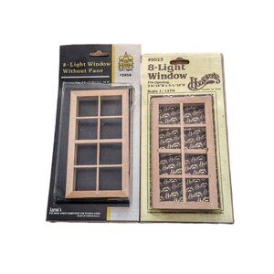 NEW 2 Eight Light 1/12 Scale Wood Doll House Minature Window Frames